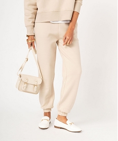 pantalon de jogging en molleton femme beige pantalonsE621301_1