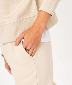 pantalon de jogging en molleton femme beige pantalonsE621301_2