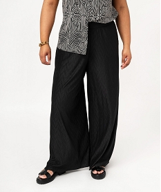 pantalon large en maille gaufree femme grande taille noir leggings et jeggingsE621501_1