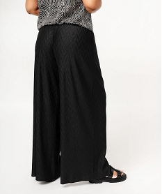 pantalon large en maille gaufree femme grande taille noir pantalons largesE621501_3