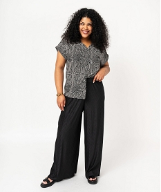 pantalon large en maille gaufree femme grande taille noir pantalons largesE621501_4