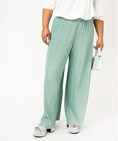 pantalon large en maille gaufree femme grande taille vert leggings et jeggingsE621601_1