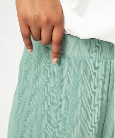 pantalon large en maille gaufree femme grande taille vert pantalons largesE621601_2