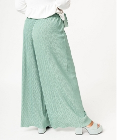 pantalon large en maille gaufree femme grande taille vertE621601_3
