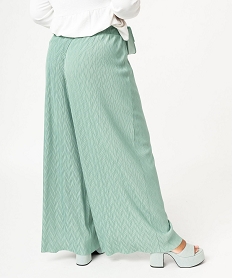 pantalon large en maille gaufree femme grande taille vert pantalons largesE621601_3