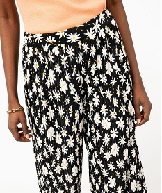 pantalon large en maille plissee a motifs fleuris femme noir pantalonsE621701_2