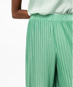 pantalon large en maille plissee femme vert pantalonsE621801_2