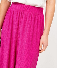 pantalon large en maille stretch texturee femme rose pantalonsE621901_2