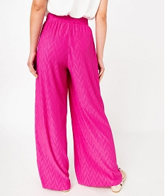 pantalon large en maille stretch texturee femme rose pantalonsE621901_3