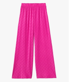pantalon large en maille stretch texturee femme rose pantalonsE621901_4