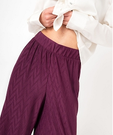 pantalon large en maille stretch texturee femme violetE622001_2