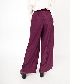 pantalon large en maille stretch texturee femme violet pantalonsE622001_3