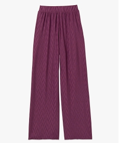 pantalon large en maille stretch texturee femme violet pantalonsE622001_4
