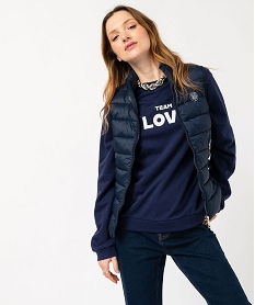 doudoune sans manches finement matelasse femme bleu manteauxE623001_1