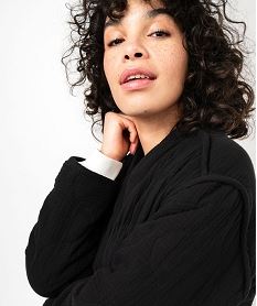 veste matelassee en gaze de coton femme noir manteauxE623101_2