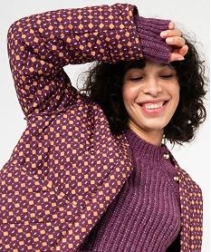 veste matelassee en viscose imprimee femme violet manteauxE623201_2
