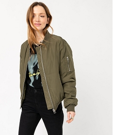 GEMO Bomber en matière satinée femme Vert