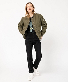 bomber en matiere satinee femme vert vestesE623301_4