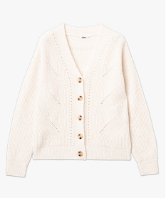 gilet col v en maille ajouree femme blanc chine giletsE623501_4