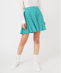 GEMO Jupe patineuse en  maille imprimée femme vert standard