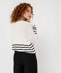 gilet fin raye a col v femme imprime giletsE625201_3