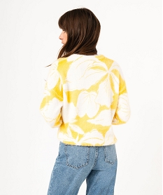 pull en maille duveteuse imprimee femme jaune pullsE625801_3