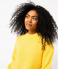 pull en grosse maille a col rond femme jaune pullsE626501_2