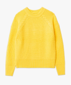 pull en grosse maille a col rond femme jaune pullsE626501_4