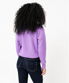 pull en grosse maille a col rond femme violet pullsE626601_3