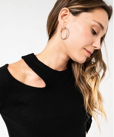 pull a col rond avec decoupe sur une epaule femme noir pullsE627601_4