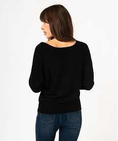 pull fin a col v zippe manches chauve-souris femme noirE628101_3