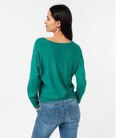 pull fin a col v zippe manches chauve-souris femme vertE628201_3