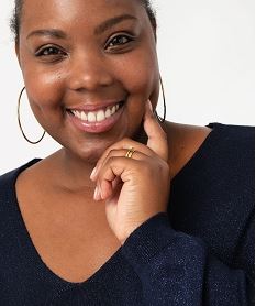 pull fin a col v en maille scintillante femme grande taille bleu pullsE628401_2