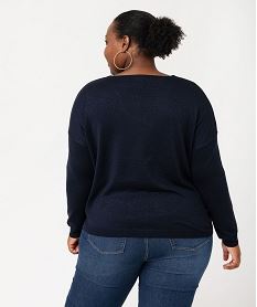 pull fin a col v en maille scintillante femme grande taille bleu pullsE628401_3