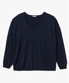 pull fin a col v en maille scintillante femme grande taille bleu pullsE628401_4
