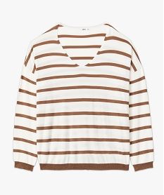 pull fin a col v raye femme grande taille imprime pullsE628601_4