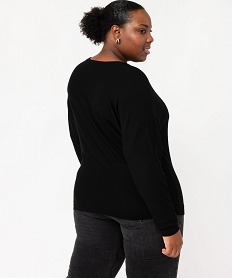 pull col v zippe avec manches chauve-souris femme grande taille noirE628901_3