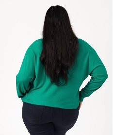 pull col v zippe avec manches chauve-souris femme grande taille vert pullsE629001_3