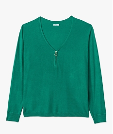 pull col v zippe avec manches chauve-souris femme grande taille vertE629001_4