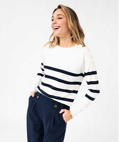 pull raye avec boutons sur l’epaule femme - lulucastagnette imprime pullsE629801_2