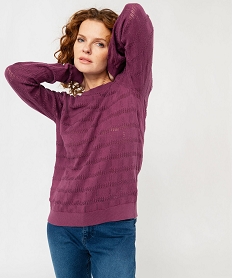 pull fin en maille ajouree femme violet pullsE629901_1