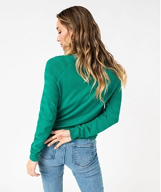 pull fin avec manches en maille fantaisie femme vertE630301_3