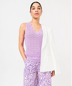 GEMO Pull sans manches en crochet femme Violet