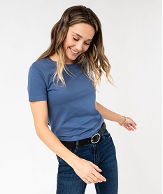 GEMO Tee-shirt à manches courtes et col rond femme bleu standard