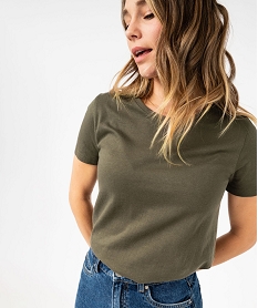 tee-shirt a manches courtes et col rond femme vert t-shirts manches courtesE631101_2