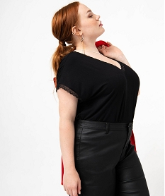 tee-shirt a manches courtes a col v femme grande taille noir t-shirts manches courtesE631301_1