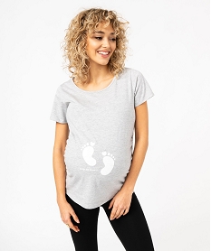 tee-shirt de grossesse imprime a manches courtes gris t-shirts manches courtesE633101_1