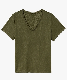 tee-shirt manches courtes a col v et paillettes femme grande taille vert t-shirts col vE633401_1