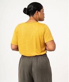 tee-shirt manches courtes a col v et paillettes femme grande taille jaune t-shirts col vE633501_3
