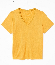 tee-shirt manches courtes a col v et paillettes femme grande taille jaune t-shirts col vE633501_4